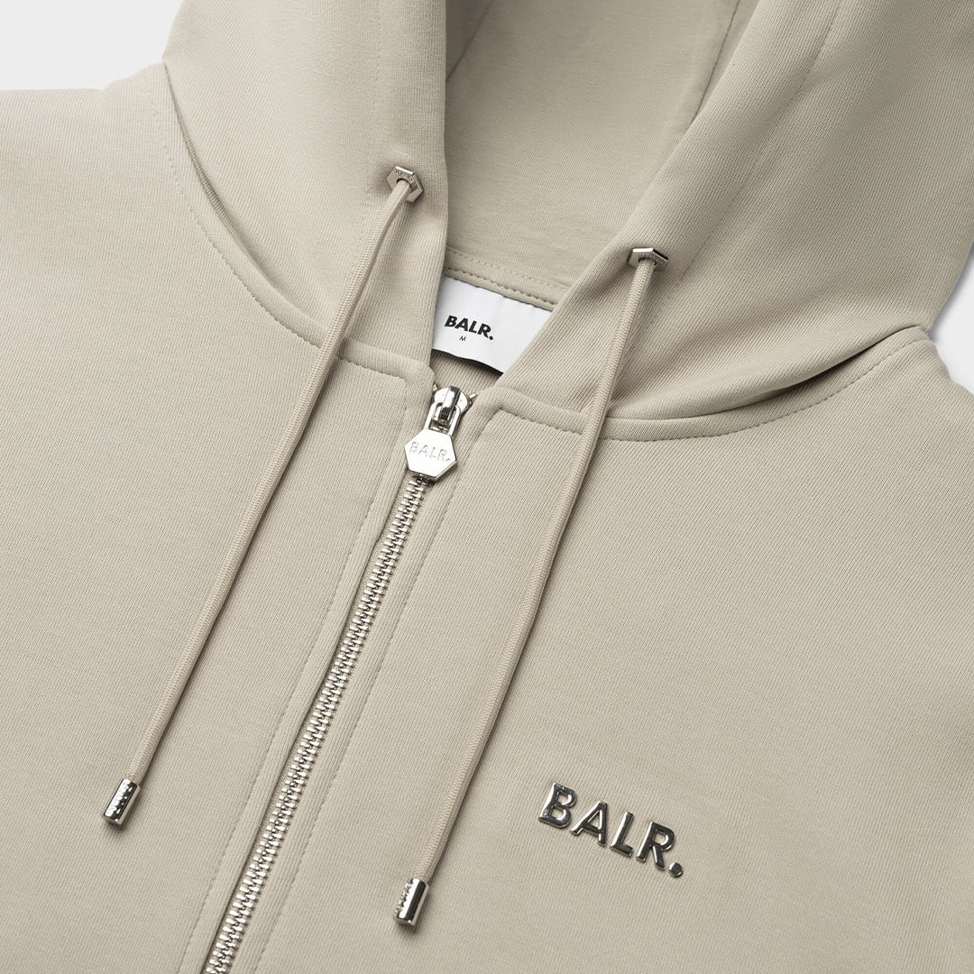 Hoodie Balr Q-series Regular Fit Zip Through Silver Lining