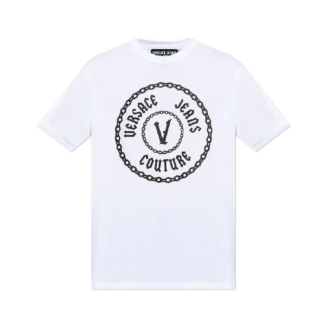 Camiseta Versace Jeans Logo Cadenas Blanco y Negro