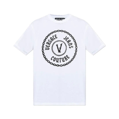 Camiseta Versace Jeans Logo Cadenas Blanco y Negro