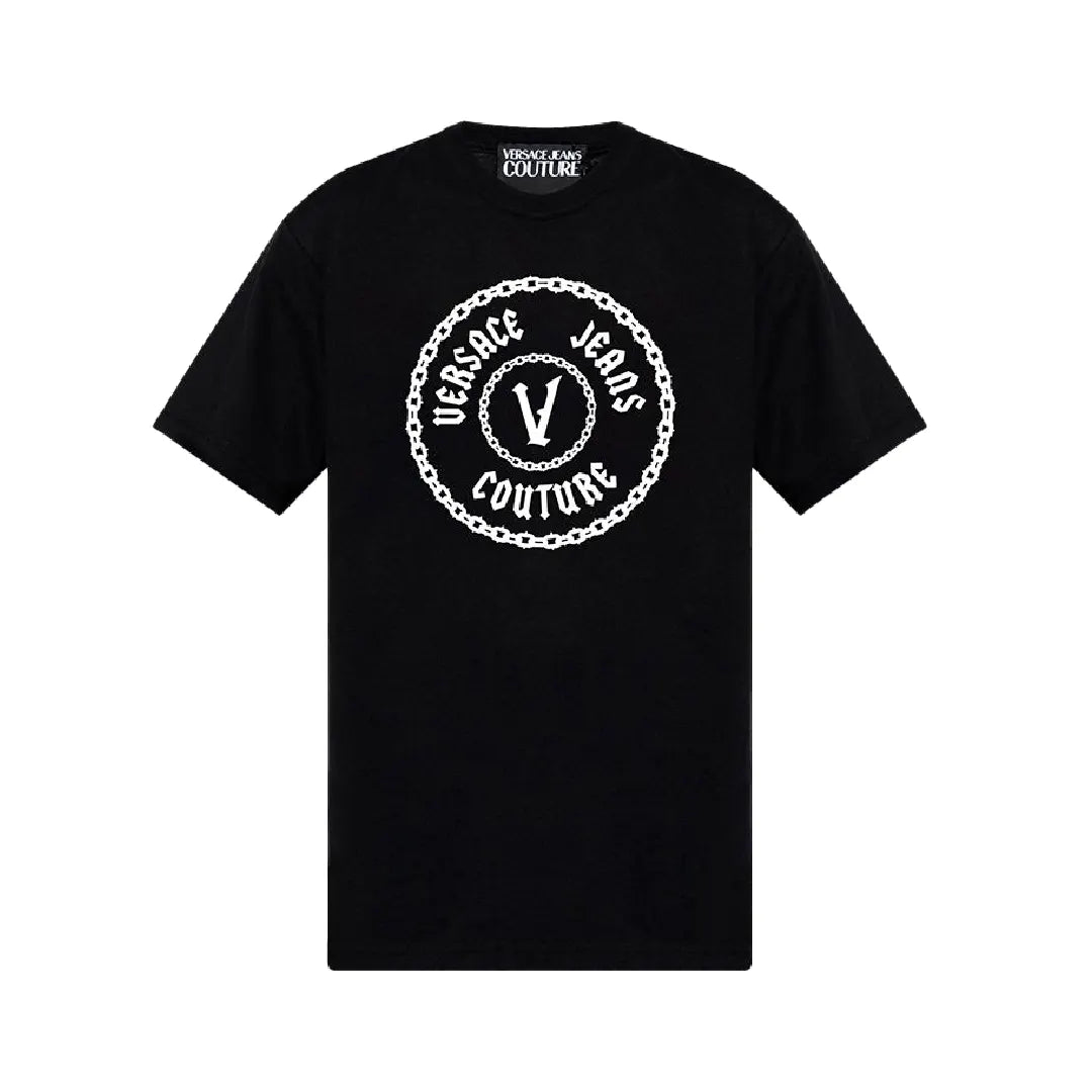 Camiseta Versace Jeans Logo Cadenas Blanco y Negro