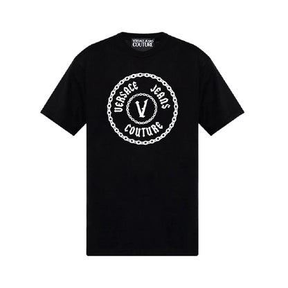 Camiseta Versace Jeans Logo Cadenas Blanco y Negro